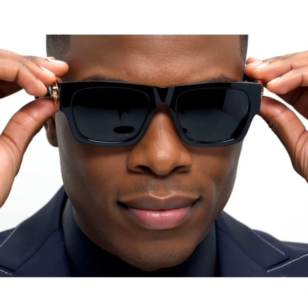 Square Men Sunglasses Gold Accents‎ 100% UV Protection Street Wear Lentes Gafas